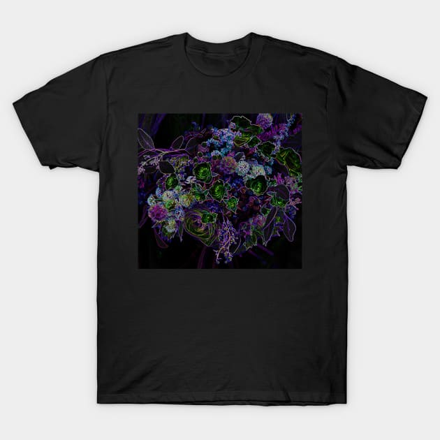 Black Panther Art - Flower Bouquet with Glowing Edges 10 T-Shirt by The Black Panther